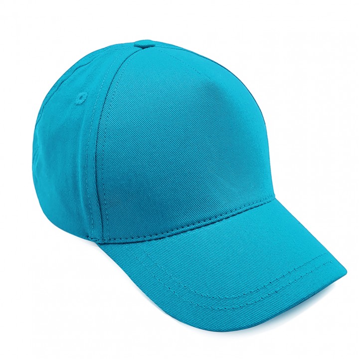Turkuaz Renk Pamuk Gabardin 6 Panel Premium Promosyon Şapkası